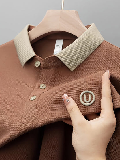 Men's Polo Shirt with Contrast Collar and Embroidery – Fashionable Casual Look