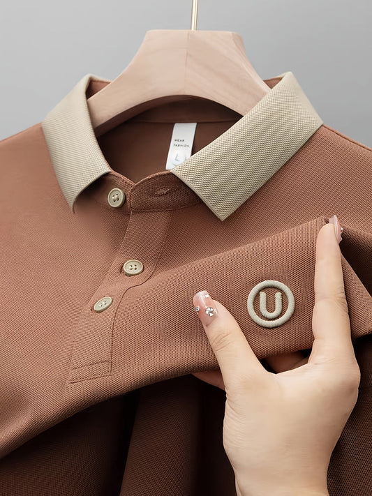 Men's Polo Shirt with Contrast Collar and Embroidery – Fashionable Casual Look