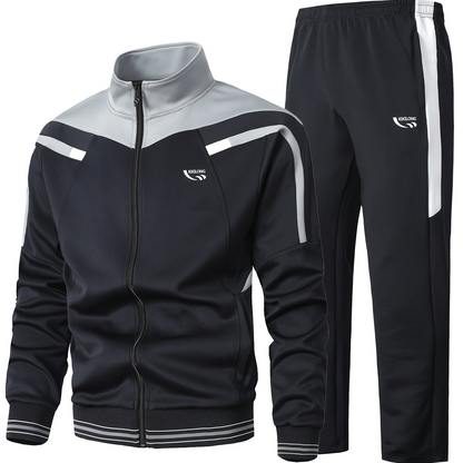 Men’s two-piece tracksuit with stand-up collar jacket and pants