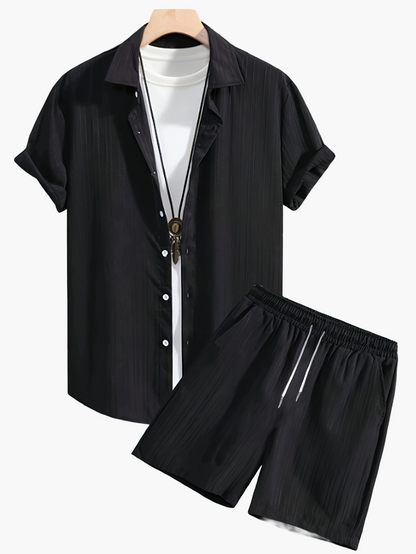 Men's Casual Set – Short-Sleeve Shirt and Shorts, Modern Summer Outfit, Sporty Look