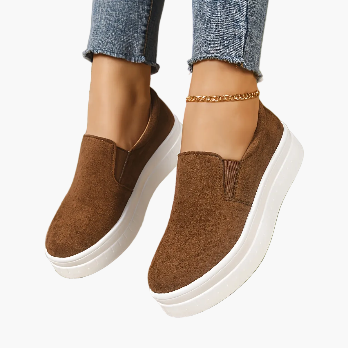 Women's Slip-On Platform Sneakers in Penny Loafer Style for Spring – Comfortable and Elegant Casual Shoes