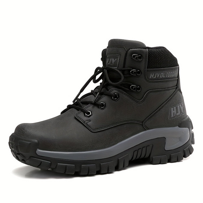 Herren Outdoor Stiefel Schwarz mit Schnürung Robuste Sohle Knöchelhoch