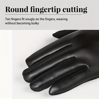 Elegant black women's gloves with decorative buttons