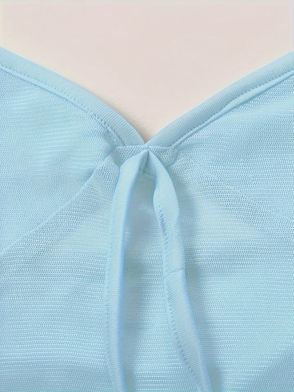 Women's crop top with spaghetti straps and front bow – fashionable party and going-out top