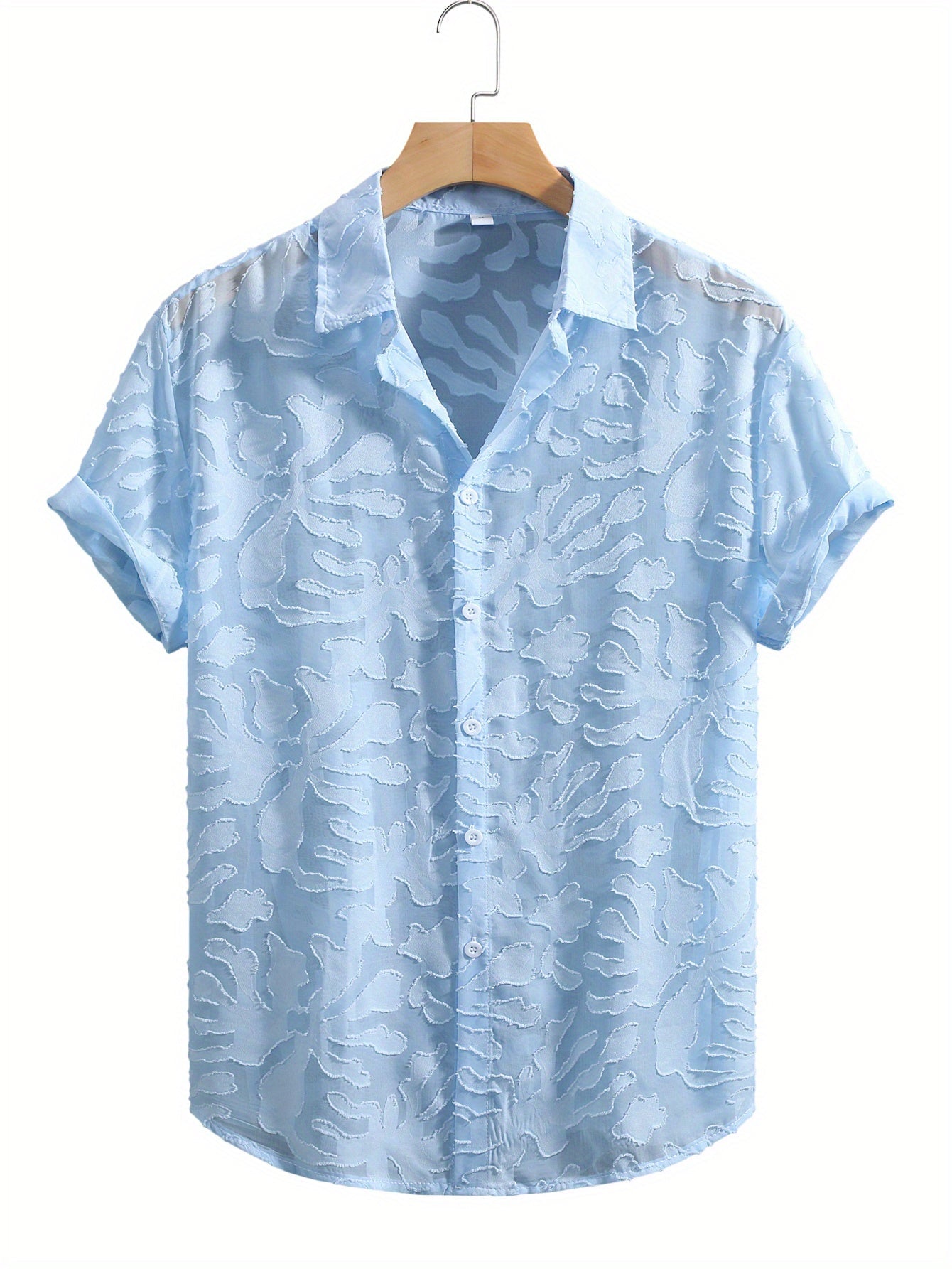 Men's Short-Sleeve Resort Shirt with Raised Floral Pattern – Stylish Summer Shirt for Vacation & Leisure