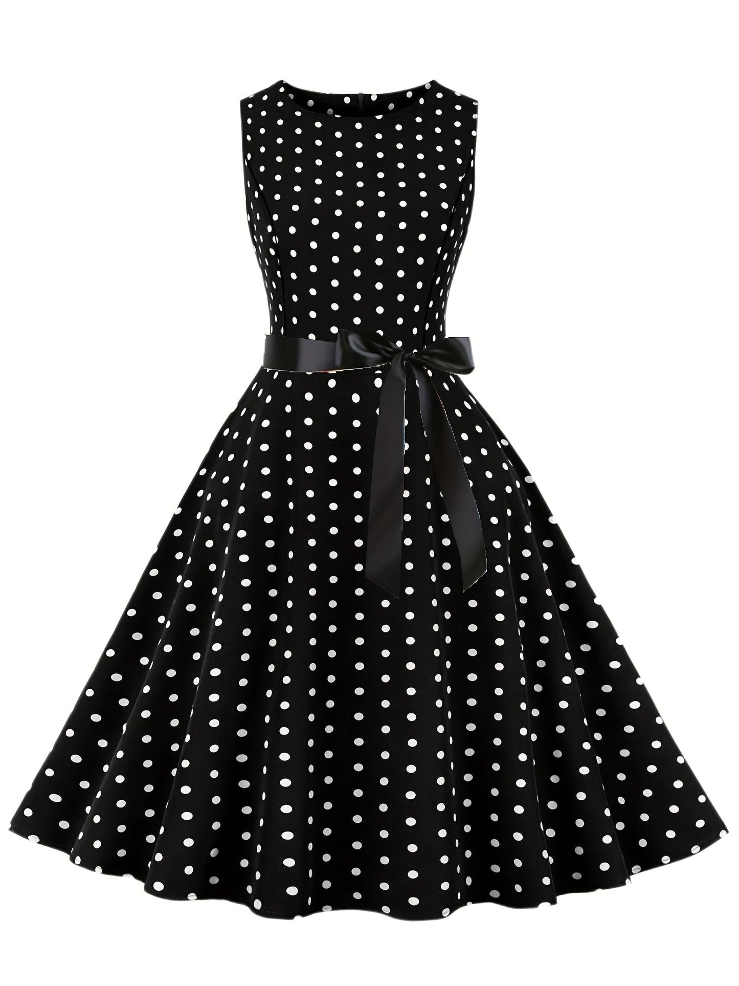 Women's Vintage Polka Dot Fit & Flare Dress for Festive Occasions and Everyday Wear