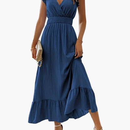 Women's Elegant Maxi Dress with Ruffle Sleeves and Flattering Waist – Perfect for Summer & Vacation