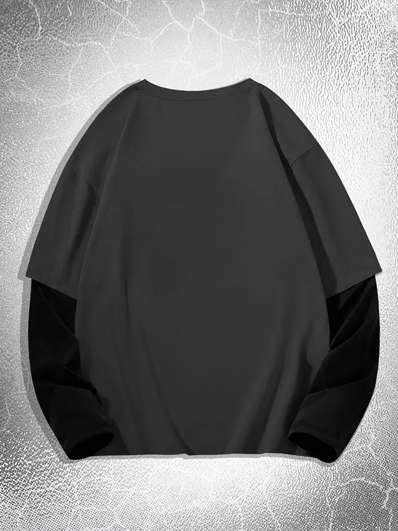 Men’s long-sleeve T-shirt with star print and contrast sleeves