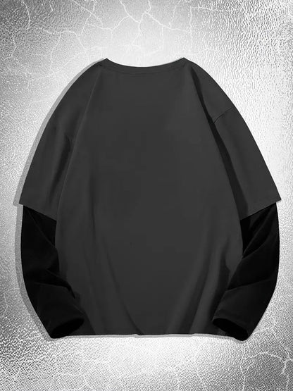 Men’s long-sleeve T-shirt with star print and contrast sleeves