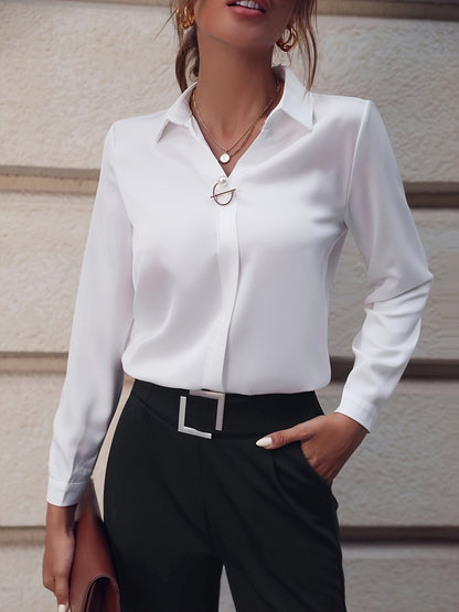 Damen Elegante Slim Fit Langarm Business Bluse – Stilvolle Büro- und Freizeitmode