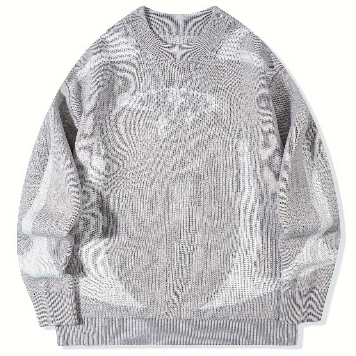 Unisex Strickpullover mit Rundhalsausschnitt und grafischem Muster