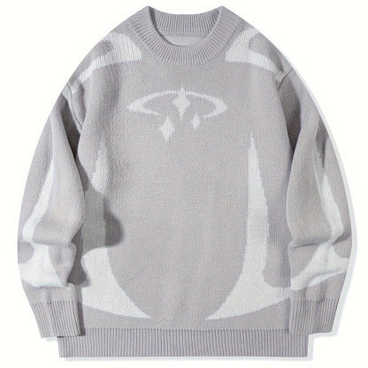 Unisex Strickpullover mit Rundhalsausschnitt und grafischem Muster