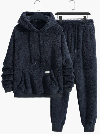 Men's Teddy Lounge Set Hoodie & Sweatpants – Cozy Leisure Outfit for Home & Everyday Use