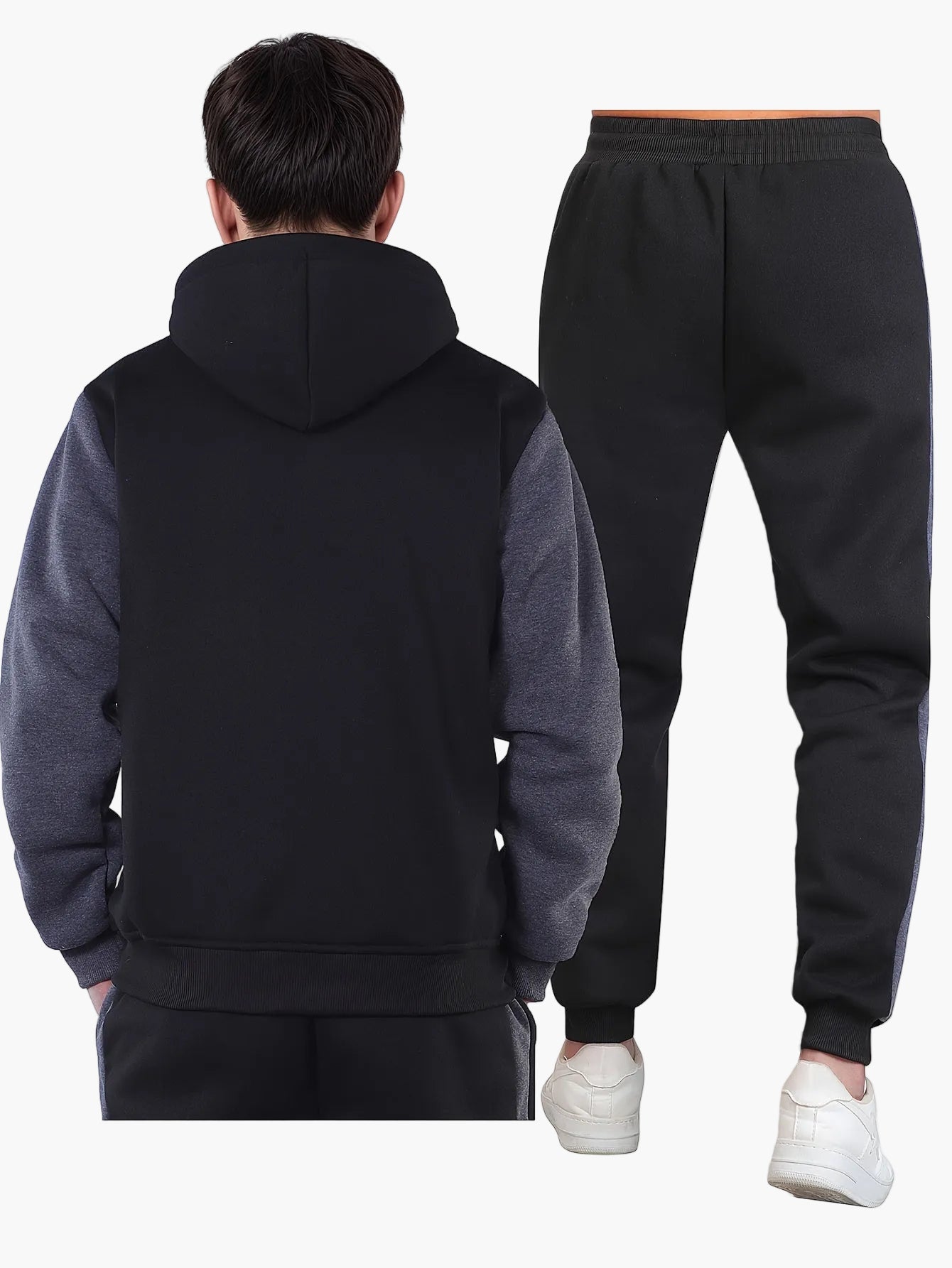 Men's Exercise Suit Set Hoodie & Sweatpants – Contemporary Leisure Outfit for Sport & Everyday Use