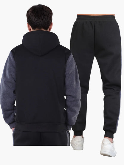 Men's Exercise Suit Set Hoodie & Sweatpants – Contemporary Leisure Outfit for Sport & Everyday Use