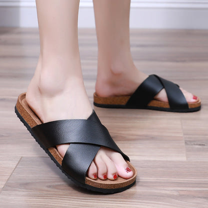 Women's Comfort Sandals with Cross Straps – Comfortable Slides for Everyday & Leisure