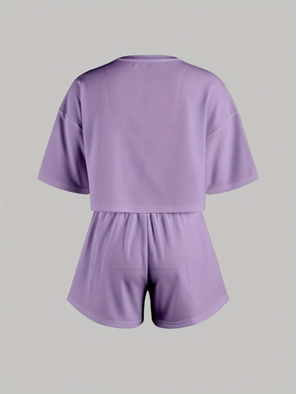 Damen Pyjama-Set mit Herz-Print – Lockeres Freizeit-Outfit für Zuhause und Schlaf