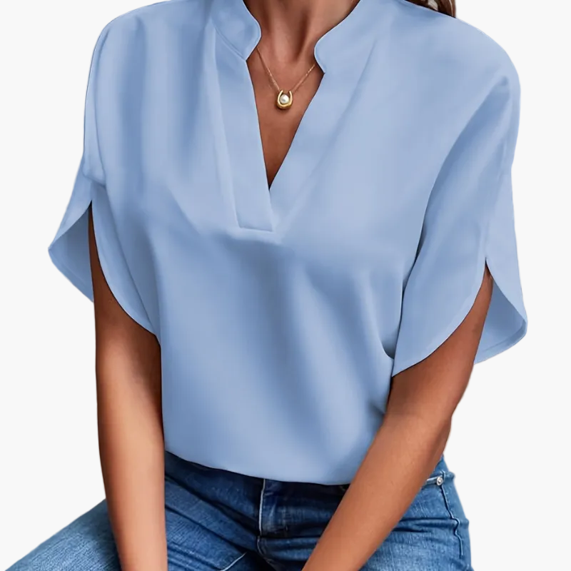Women's summer blouse with V-neck – Airy casual shirt for everyday and office use