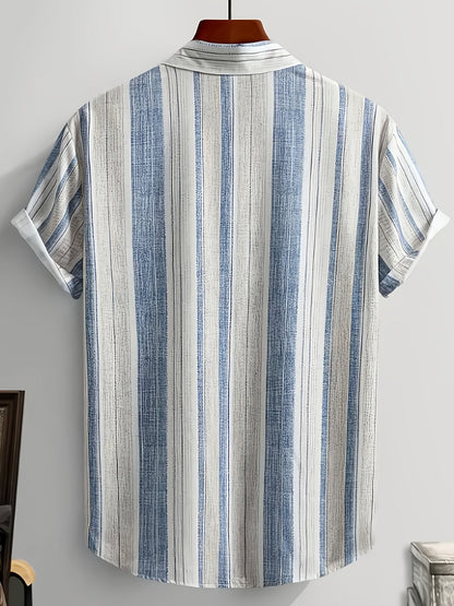 Men's Casual Summer Shirt with Stripe Pattern – Short Sleeve, Regular Fit, Ideal for Vacation & Everyday Wear
