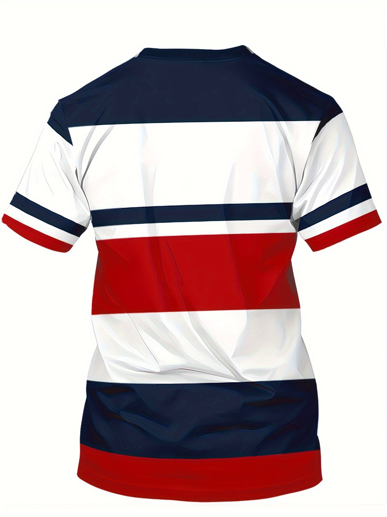 Men's Casual T-Shirt with Block Stripes and University Logo – Perfect for Everyday and Leisure