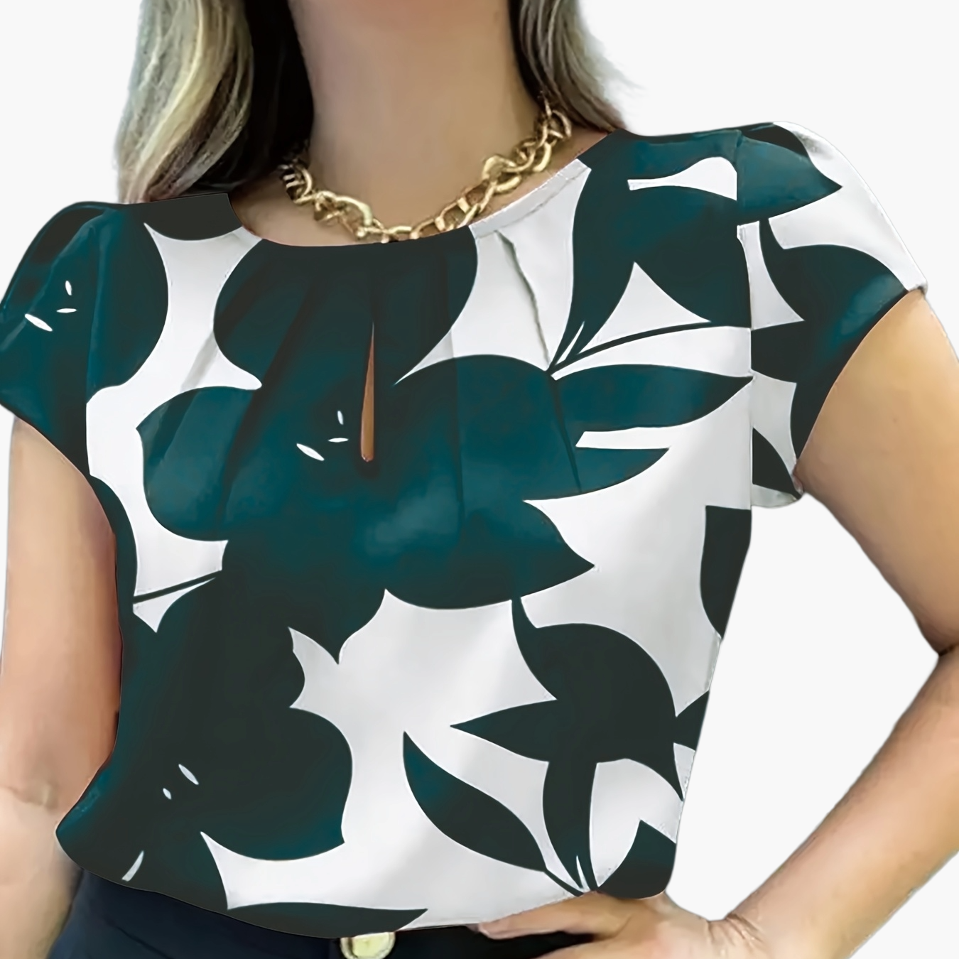 Women's Blouse Elegant Short Sleeve Modern Business Casual