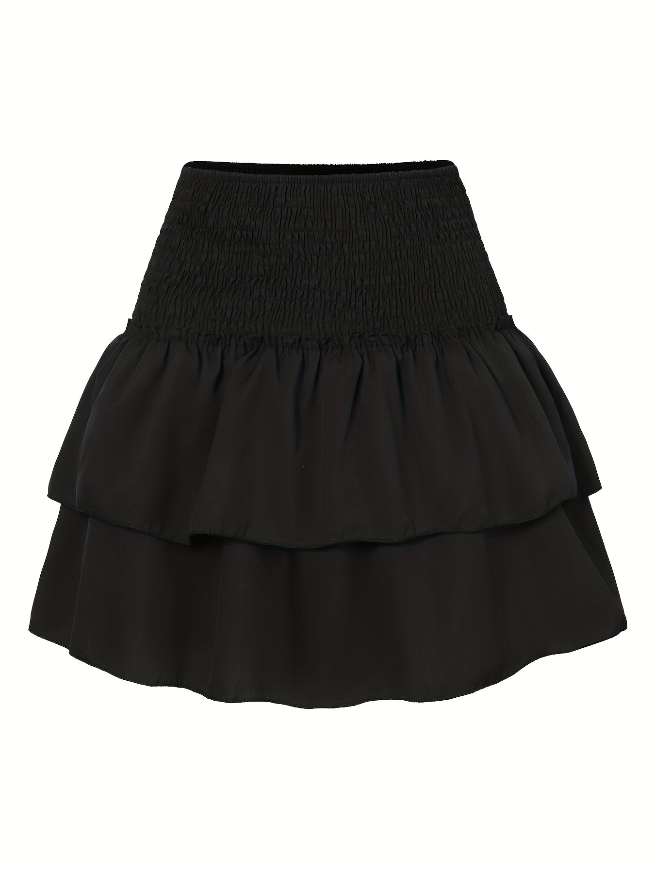 Women's mini skirt with tropical pattern and ruffles – summer, elegant, casual