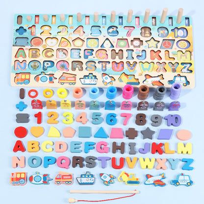 Children's Educational Toy Wooden Peg Puzzle Alphabet Numbers Motor Skills Montessori