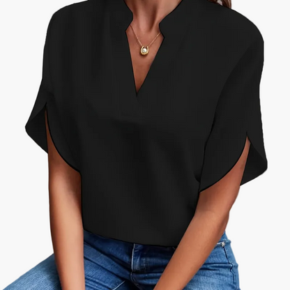 Women's summer blouse with V-neck – Airy casual shirt for everyday and office use