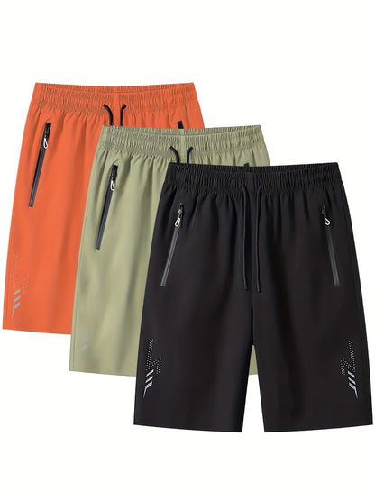 Men's sports shorts with zippered pockets for leisure and training