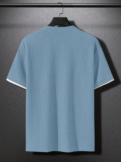 Men's Modern Casual Short-Sleeve T-Shirt with Texture and Layered Look