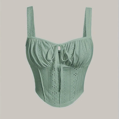 Women's Bustier Top with Broderie Anglaise and Lacing – Fashionable Summer Corset for Casual Wear and Parties