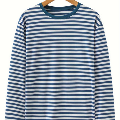 Striped long-sleeve crew-neck shirt for women and men