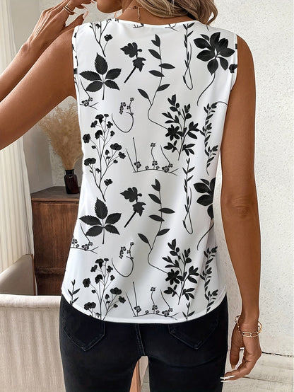 Women's blouse top with V-neck and floral print – Elegant casual shirt for spring and summer