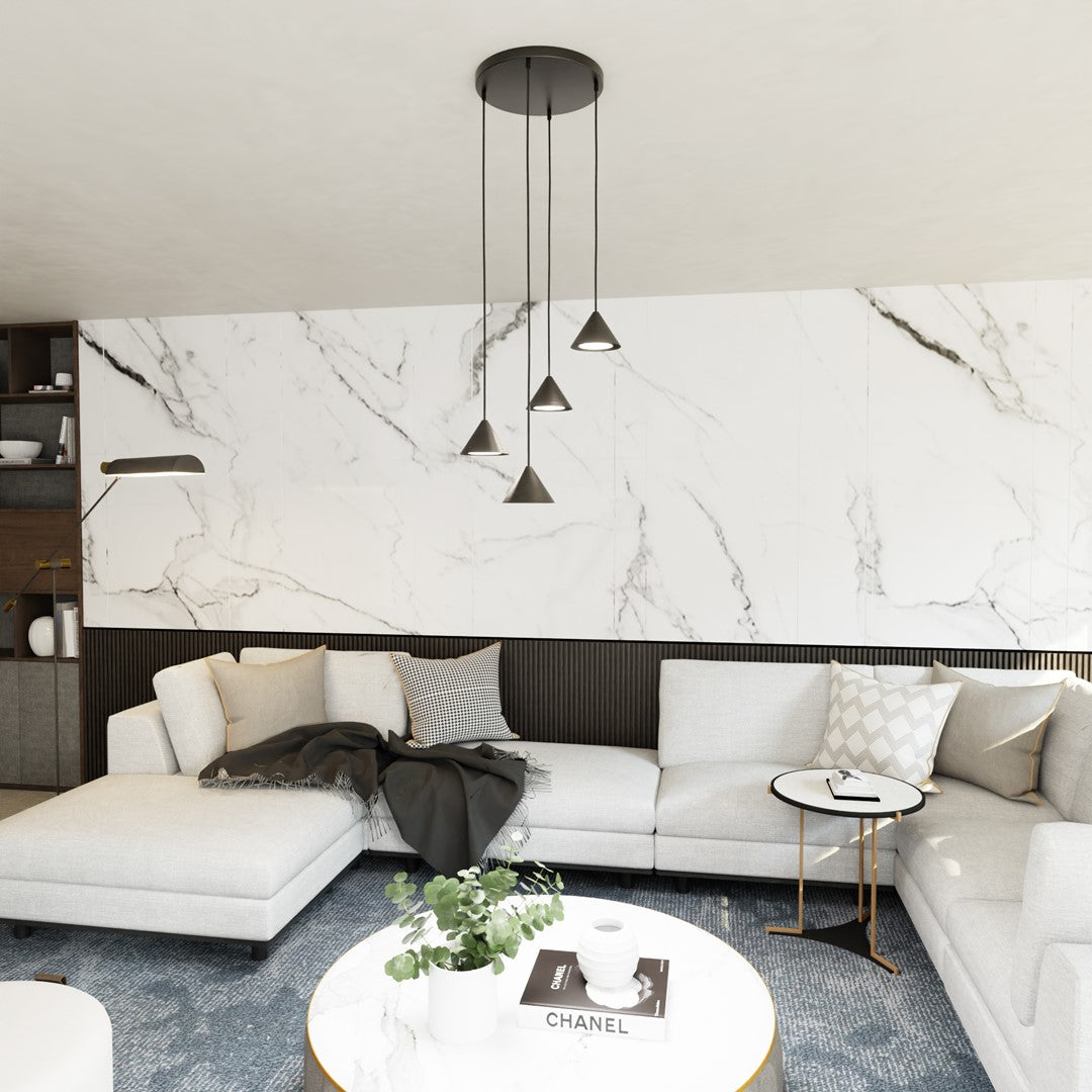 Hanglamp staal minimalistisch Elit 4 zwart, 4 lichts met GX53-fittingen, Ø 30 cm, hoogte verstelbaar