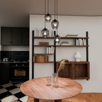 Hanglamp gepoedercoat staal en glas Istar, grafiet en zwart, 4 lichts, 40 x 100 cm, E27