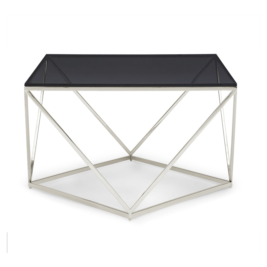 Salontafel roestvrij staal en gerookt glas Aria, gepolijst, 104 x 104 cm voor de woonkamer