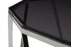 Consoletafel roestvrij staal en gerookt glas Aria, geometrisch onderstel, gepolijst – hal of woonkamer
