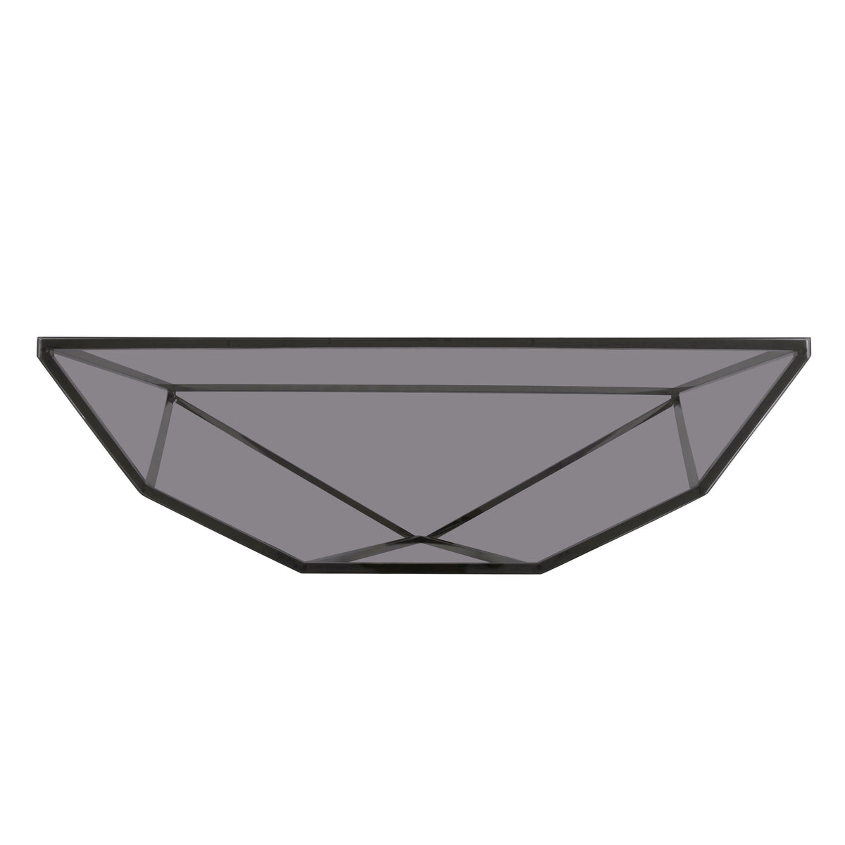 Consoletafel roestvrij staal en gerookt glas Aria, geometrisch onderstel, gepolijst – hal of woonkamer