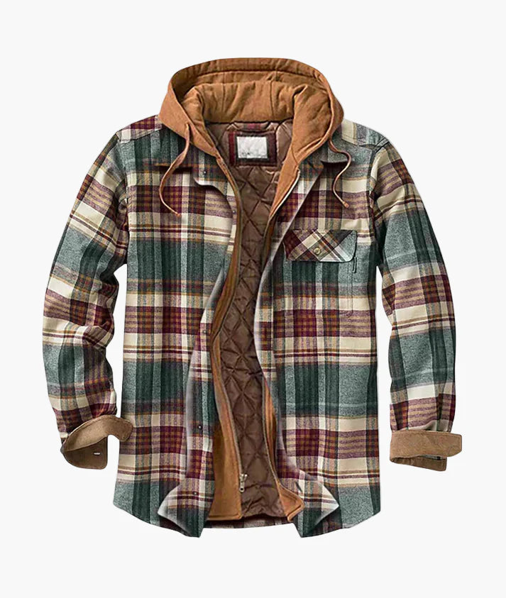 Men's transitional jacket with hood – checked urban design, comfort and style for everyday life and leisure