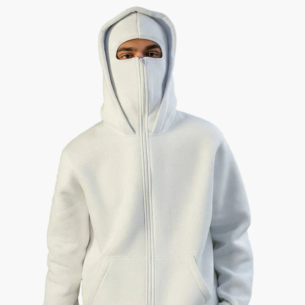 Unisex Urban Tech Zip Hoodie with integrated balaclava – Streetwear for everyday & outdoor
