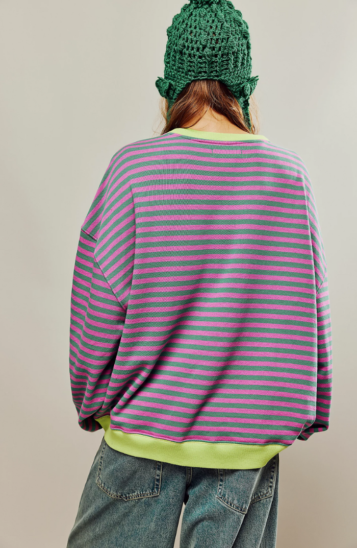 Damen Oversize Streifenpullover – Moderner Freizeitlook, Bequemer Style für Alltag & Freizeit