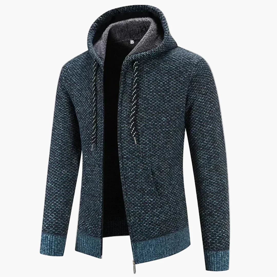 Men's knitted hooded jacket for autumn & winter – warm casual hoodie with zipper