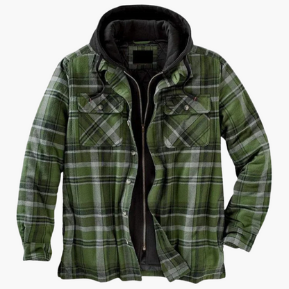 Herren Flanelljacke mit Kapuze – Klassischer Holzfäller-Look, Gefüttert & Vielseitig für Outdoor und Alltag