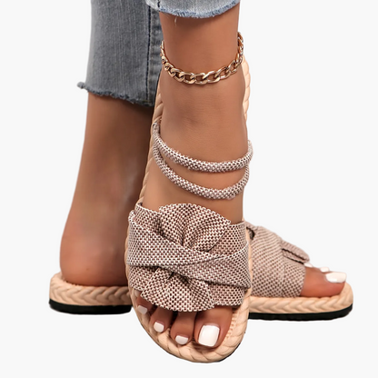 Women's summer sandals with bow and ankle strap – fashionable casual shoes for everyday wear & vacation