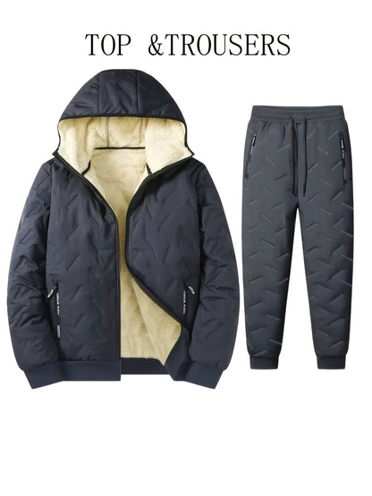 Quilted men's tracksuit, lined, with hood, 2-piece