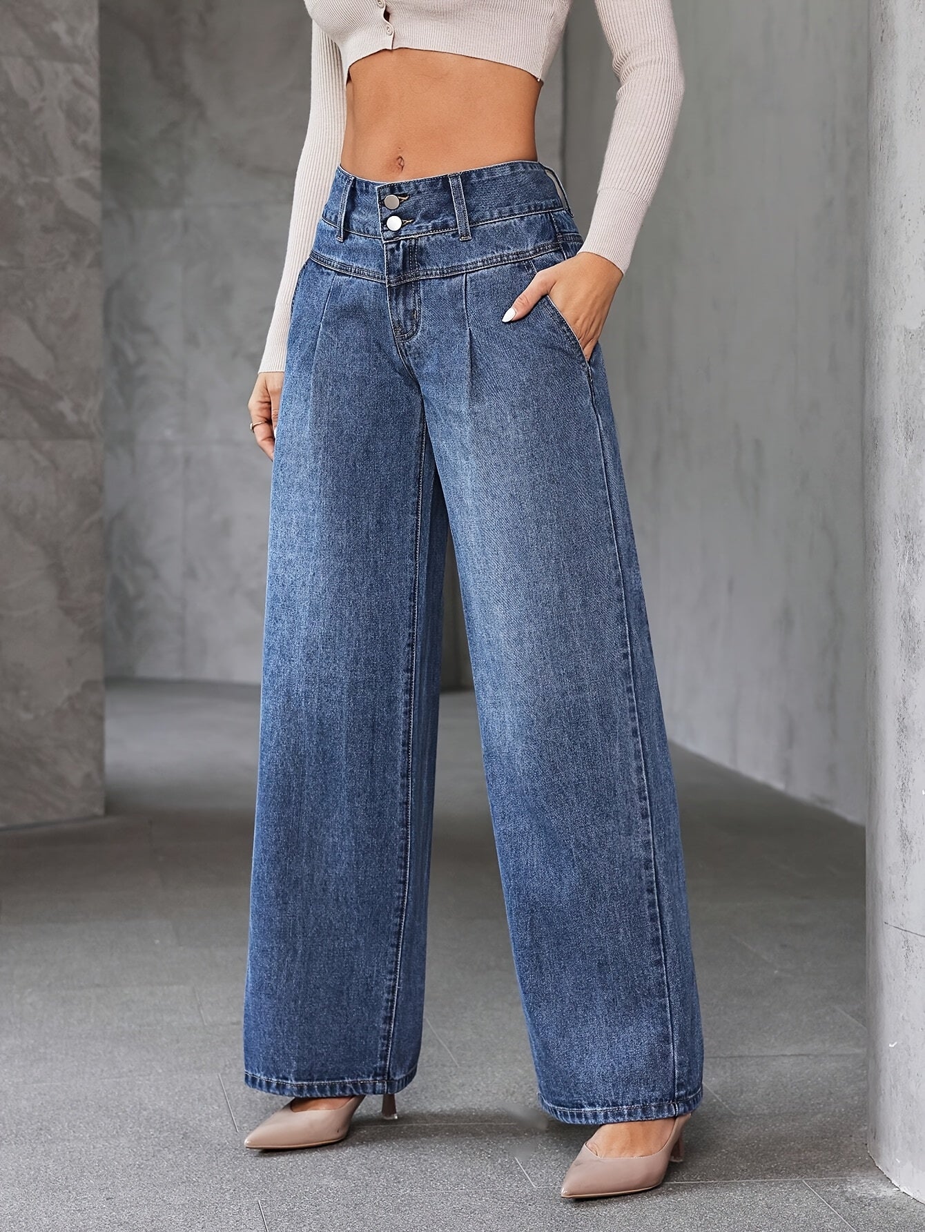 Women's High Waist Wide Leg Jeans – Fashionable Flared Pants for Everyday and Leisure