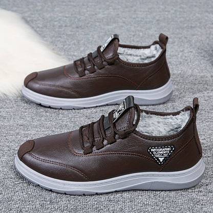 Herren Winterschuhe gefüttert, Freizeitschuhe mit Schnürung, Braun oder Schwarz