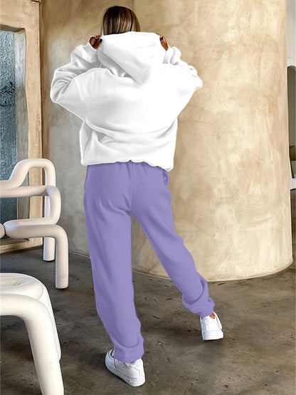 Unisex Hoodie Set Weiß mit Motiv & Jogginghose in passender Farbe