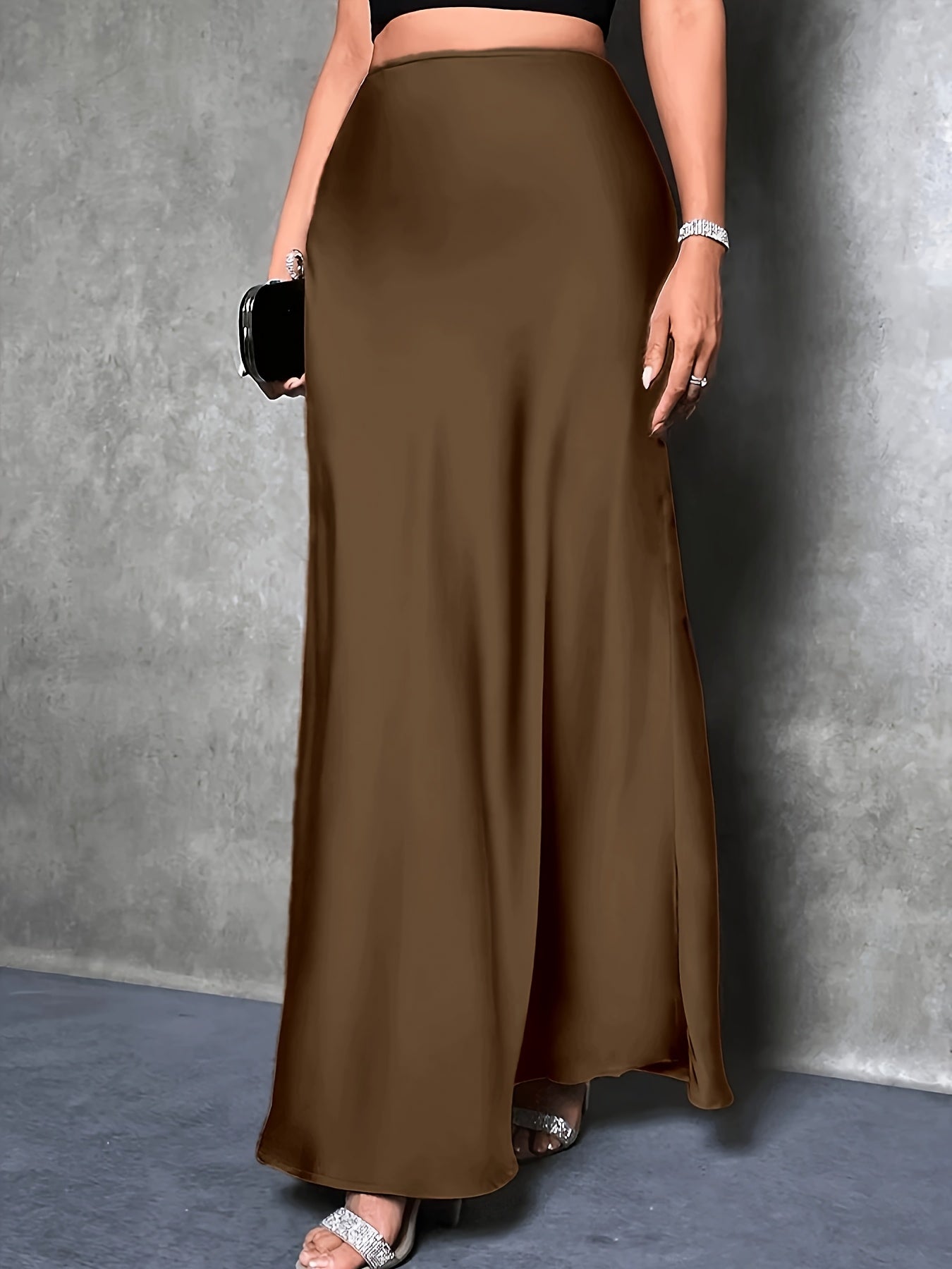 Women's Elegant Maxi Skirt for Evening & Occasion, High Waist, Flared Cut