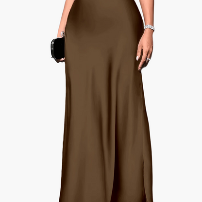 Women's Elegant Maxi Skirt for Evening & Occasion, High Waist, Flared Cut